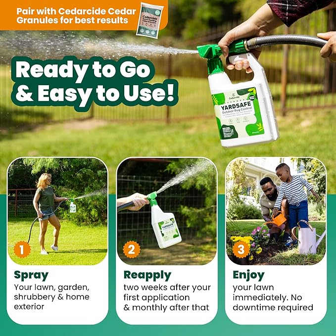 Outdoor YardSafe | Kills & Repels Mosquitoes, Ticks, Fleas, Mites & More with Natural Essential Oils | Family & Pet-Safe | Eco-Friendly | 2 Quarts (64 Oz.)