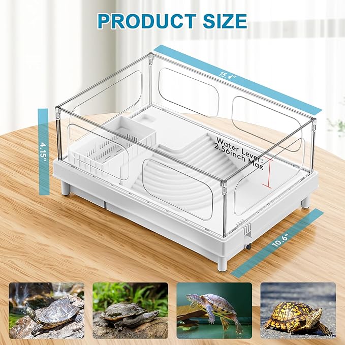 Geegoods Turtle Tank Kit - Starter Aquarium with Light, Filter, Colored Rocks, Brush, Plant for Turtles, Crabs, Crayfish, Small Reptiles