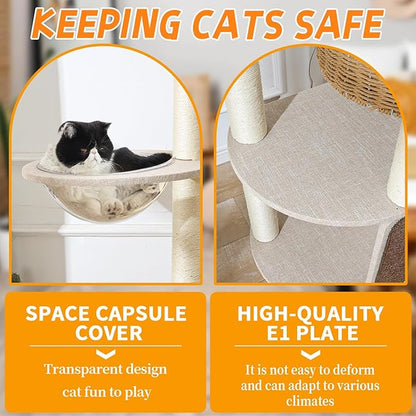 Large Wooden Cat Tree with Scratching Posts, Modern Cat Tower & Condo, Handmade Furniture for Multiple Cats, Unique Perch for Climbing & Play