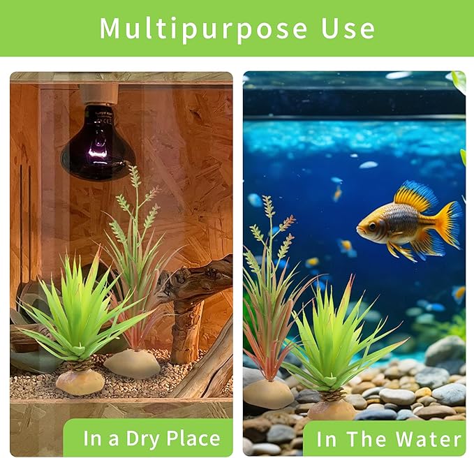 JIHAQUA Reptile Terrarium Decor 2-Piece Realistic Succulent Set,Lifelike Plastic Plants for Geckos, Bearded Dragons,Snakes,Turtles,Lizards,Insects Reptile Habitats