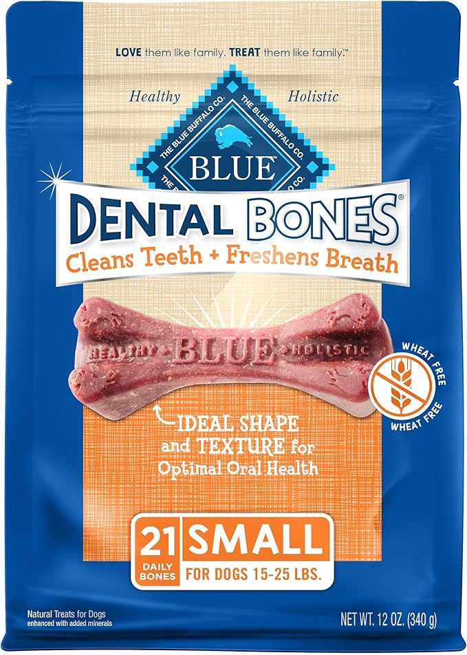 Blue Buffalo Dental Bones Small Natural Dental Chew Dog Treats Bag Value Pack