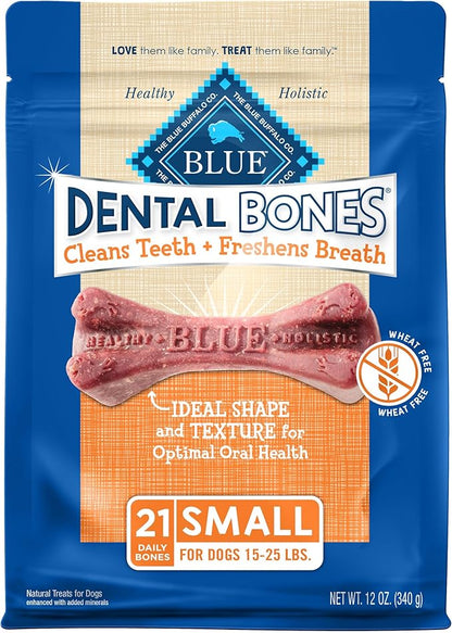 Blue Buffalo Dental Bones Small Natural Dental Chew Dog Treats Bag Value Pack