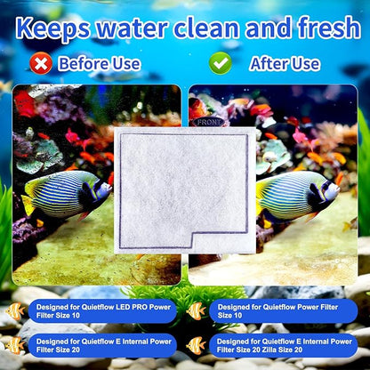 10 Pack Medium Filter Cartridges Compatible with Aqueon Replacement Filter Cartridges with Aqueon QuietFlow LED PRO Power Size 10 & E Internal Power Size 20