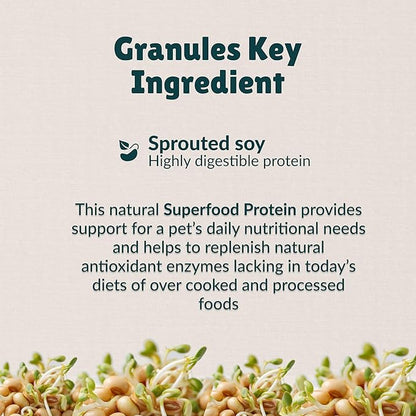 Nzymes® Sprouted Granules 1LBS for Dogs, Cats, and Companion Pets. Raw Super-Food Protein and Antioxidant Nutrition. Cost Effective Food Supplement Dog Health Supplies. 110 Servings USA