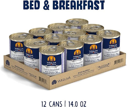 Weruva Classic Dog Food, Bed & Breakfast with Chicken, Egg, Pumpkin & Ham in Gravy, 14oz Can (Pack of 12)