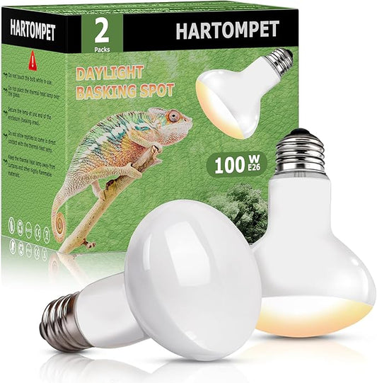 100W E26 Reptile Heat Lamp Bulbs - Upgraded UVA Amphibian Basking Spot Light, Simulated Sunlight for Bearded Dragon, Lizard, Tortoise & Chics, Daylight Bulb for Aquariums and Tanks| 2 Pack