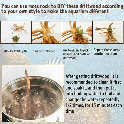 Hamiledyi 5.9-7.9in Aquarium Driftwood 3PCS Reptile Spider Wood Assorted Branches Natural Trunk Driftwood Tree Fish Tank Decoration