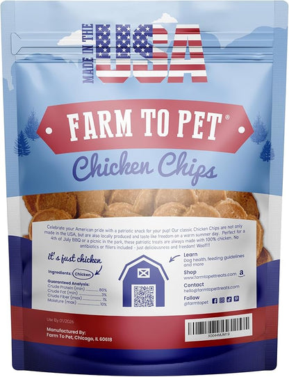 Farm To Pet - Dog Training Treats - 12 oz Chicken Chips, Single Ingredient, Lean, All Natural, Healthy Dog Treats for Small, Medium, Large Breeds, & Puppies, Made in USA