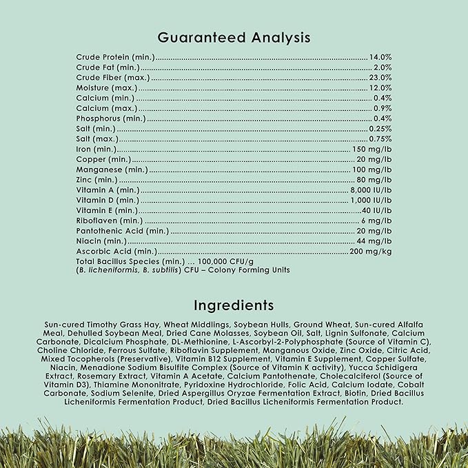 Kaytee Timothy Complete Guinea Pig Food, Made with Timothy Hay, High in Fiber, Supports Dental Health and Digestion, Long-lasting Vitamin C, 9.5 pounds