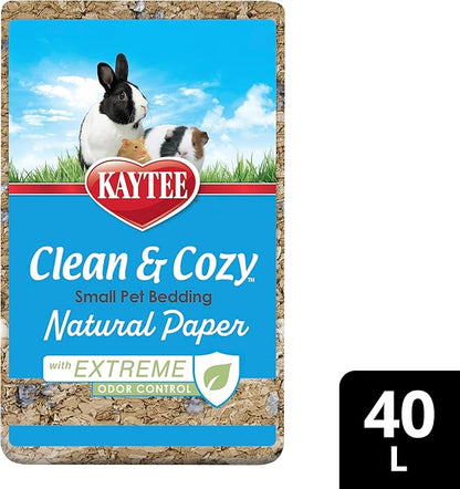 Kaytee Clean & Cozy Natural Paper with Extreme Odor Control Bedding, Made with 100% Recycled Paper