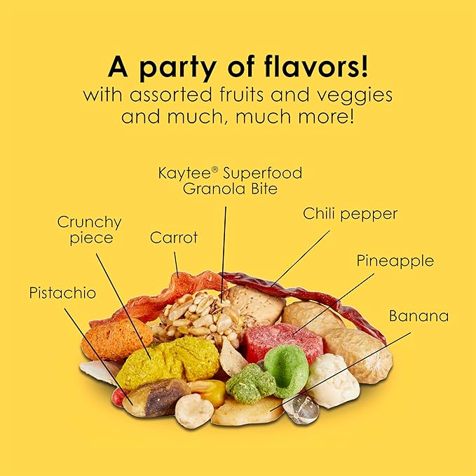 Kaytee Fiesta Parrot Food, Nutritious and Fun Blend, Supports Skin, Feather, Digestion, Brain and Heart Health, 4.5 pounds