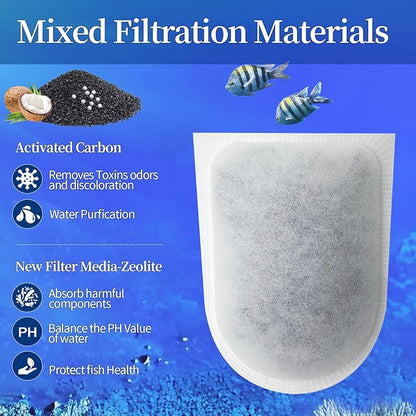 10Pack Carbon Filters for Aquariums, Fits Whisper EX Filters, Compatible with Whisper EX30/EX45/EX70 Filters,Large Carbon Filter Cartridges