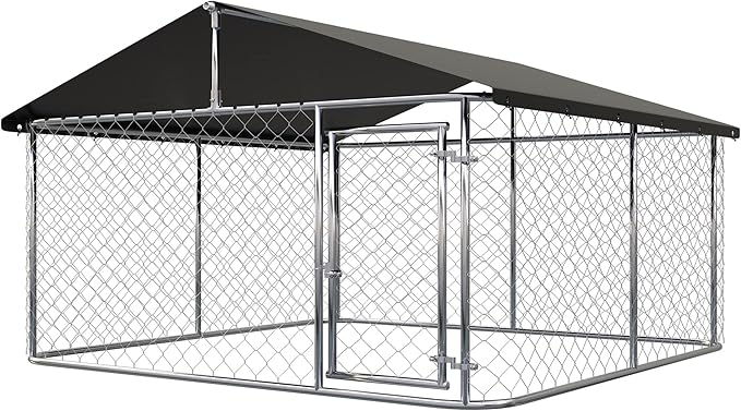 80"x 80" Outdoor Dog Enclosure Heavy Duty Dog Kennel House Mesh Dog Big Cage Pet Kennel Steel Fence with Secure Lock