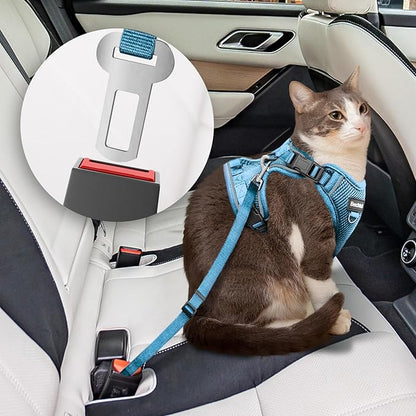 Kitten Harness and Leash Seat, The Upgrade Can be Adjusted in Four Directions and Breathable Cat Harness for Anti Escape That can be Fitted and Positioned, Reflective Strips Harness, Blue, XXS