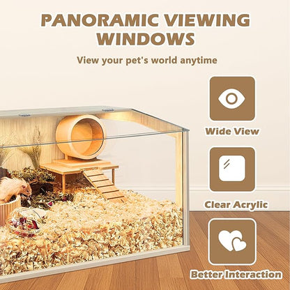 Hamster Cage Chewproof, Large Hamster Cages and Habitats, Openable Top with Acrylic Sheets, Solid Built