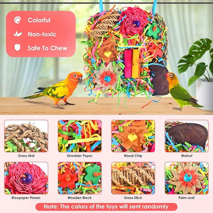 KATUMO Bird Toys, Parakeet Toys Bird Grass Mat Parrot Shredder Toys Lovebird Forage Toys for Cockatiel Conure Lovebird Parakeet Small-Medium Birds