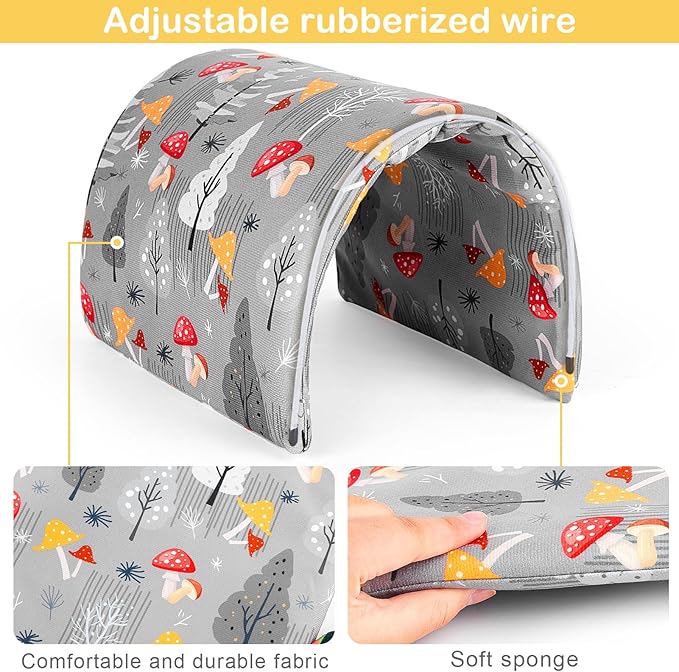 Bienbee Guinea Pig Tunnel and Hideout, Washable Rabbit Tunnel and Bunny House, Small Animal Gray Mushroom