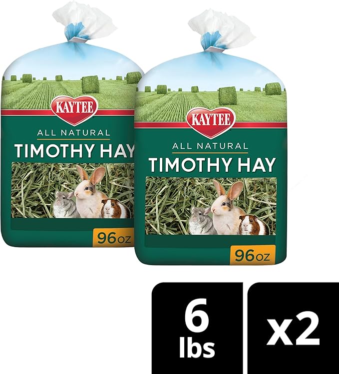 Kaytee Timothy Hay, High Fiber, Grown Specifically for Small Animals, Rabbits, Guinea Pigs, Chinchillas, Ideal Bulk Order for Small Pets, 12 pounds