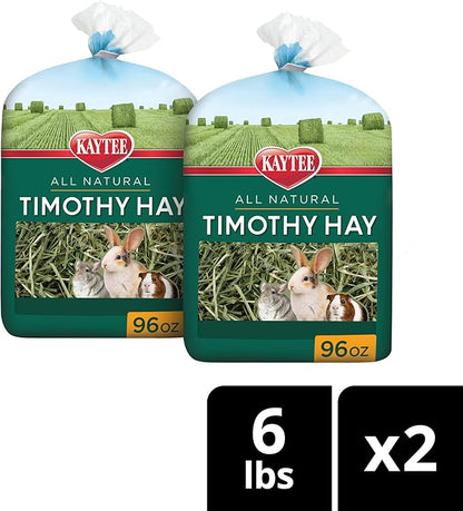 Kaytee Timothy Hay, High Fiber, Grown Specifically for Small Animals, Rabbits, Guinea Pigs, Chinchillas, Ideal Bulk Order for Small Pets, 12 pounds
