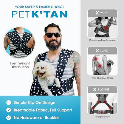 Pet K'tan Dog Sling Carrier: Hands Free for Small Dogs - #1 Pet Travel Accessory & Gift -Bond with New Puppy-Cats & Small Animals- Safe Durable Soft - Anti-Anxiety-Sized for the Human (see size chart)