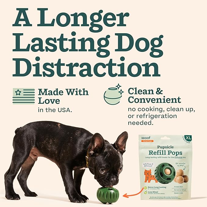 WOOF Pupsicle Refill Pops - Low-Mess Dog Snacks - with Peanut Butter and Beef - Dog Treats - Long Lasting - XL Pops - 5 Count - 2 Pack