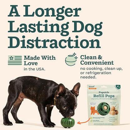 WOOF Pupsicle Refill Pops - Low-Mess Dog Snacks - with Peanut Butter and Beef - Dog Treats - Long Lasting - XL Pops - 5 Count - 2 Pack