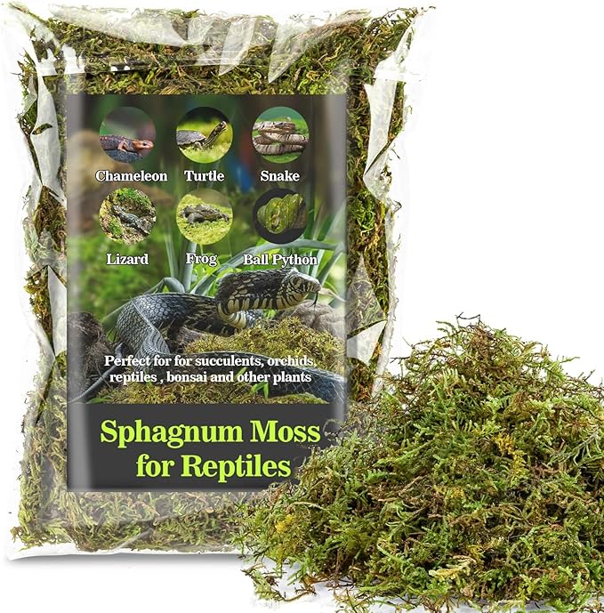 Sukh Sphagnum Moss for Reptiles -Terrarium Moss for Reptiles Peat Moss for Reptiles Habitat Bedding Moss for Snakes Turtle Frog Gecko and Other Reptiles Substrate (15.8, Ounces)