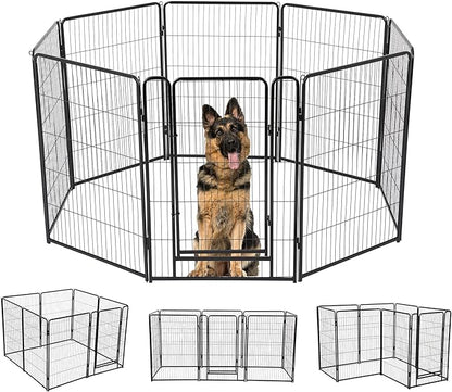 BestPet Indoor Dog Playpen,40inch 8 Panels Dog Pen Fence Outdoor Pet Playpen with Gravity Lock & Wide Door Pet Exercise Pen for RV Camping Yard, Black