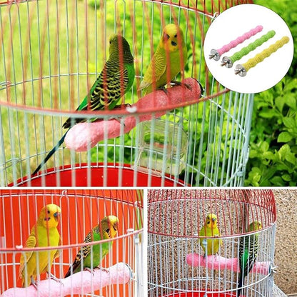 kathson Bird Perch Parrot Stand Cage Accessories Natural Wooden Stick Paw Grinding Rough-surfaced Chew Toy for Cockatiels,Cockatoo,Lorikeet,Conure,Parakeet 10 Pack (Random Color,7.9inch)