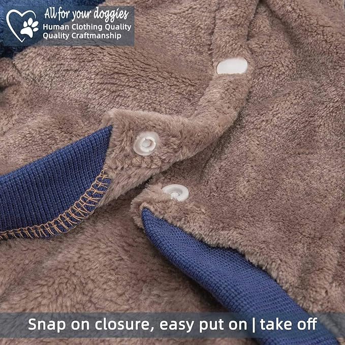 FabriCastle Dog Hoodie Sweater for Small Dogs Boy and Girl, Small Dog Clothes XS XXS Puppy Sweatshirt, Pet Outfit, Cat Clothing Super Soft Warm Snap On Closure (Khaki-Navy, X-Large)