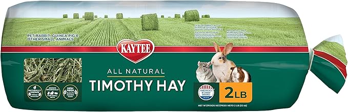 Kaytee Timothy Hay, High Fiber, Grown Specifically for Small Animals, Rabbits, Guinea Pigs, Chinchillas, 2 Pounds
