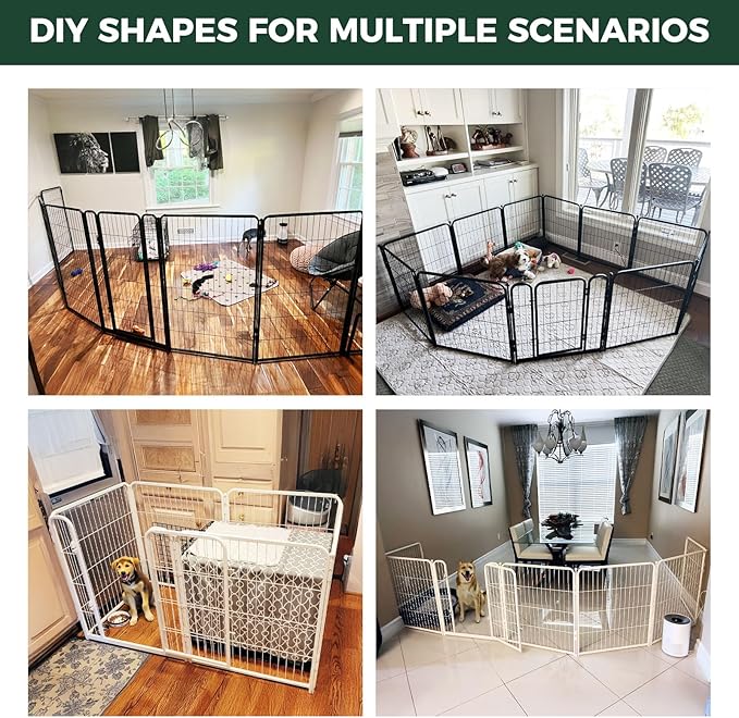 FXW Homeplus Unleashed Indoor Dog Playpen - Stress-Free and Safe Play, Heavy Duty 40 Inch 16 Panels Dog Pen for Medium and Large Dogs, White│Patented