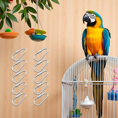 10 Pcs Silvery Parrot Toy Hook Stainless Steel Parts Heavy Duty Metal Hooks Suitable for Most Bird Or Small Animal Hanging Toys Parrot Bird Hooks Metal Stainless Steel Parts DIY Bulk Birds