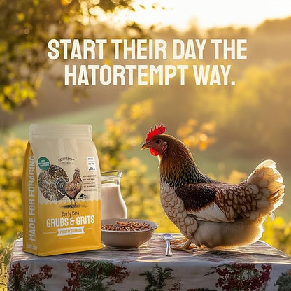 5lb Grubs & Grits Organic Chicken Feed - 3 Grub Blend with Oyster Shells & Grits - Dried Mealworms for Chickens Plus Large & Small Black Soldier Fly Larvae - Food Designed for Foraging