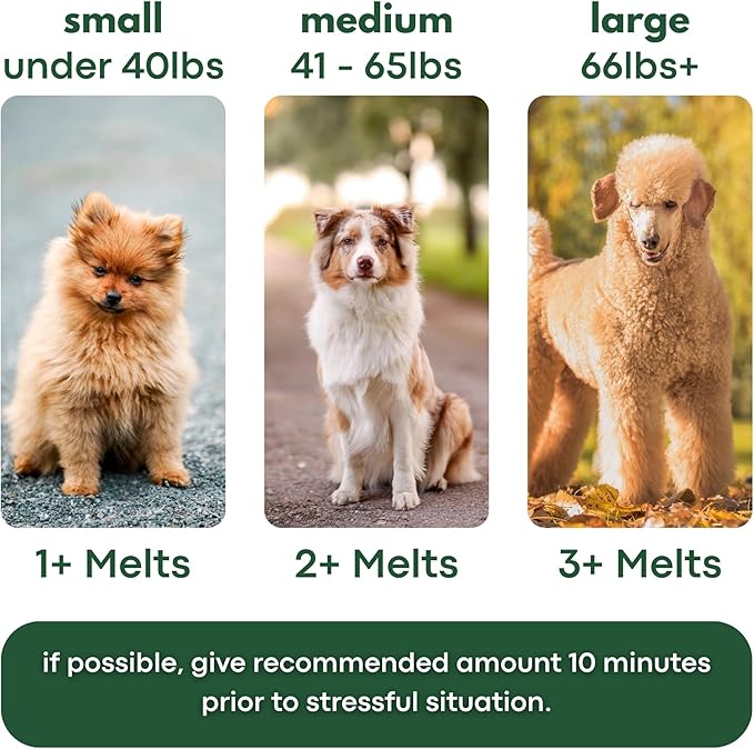 Calming Strips for Dogs 4-in-1 – 30 Behavioral Support Melts with Chamomile, L-Theanine, Tryptophan & Melatonin for Dogs – Supports Calm During Fireworks & Separation – Non Drowsy Pet Zen Formula