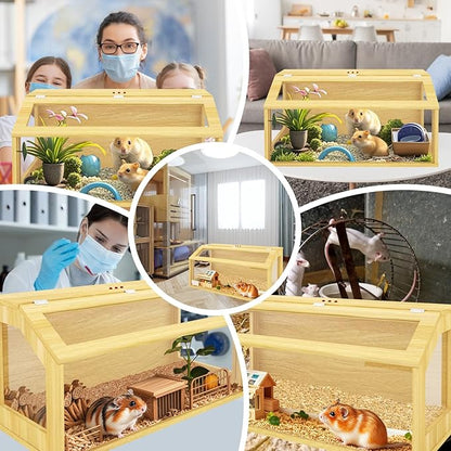 40" Large Hamster Cage, Chewproof Gerbil Cages and Habitats, Openable Top Roof Window with Silencing Pad, Wooden Guinea Pig Cage for Small Animals, Dwarf and Syrian Hamster, 40 x 20 x 20 Inches