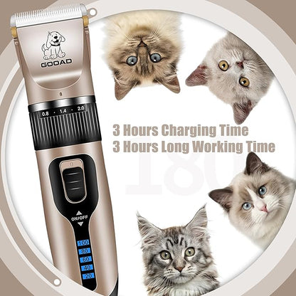 Cat Clippers for Matted Hair, Cat Grooming Kit, Cordless Cat Shaver for Long Hair, Low Noise Paw Trimmer, Cat Hair Trimmer for Grooming,Quiet Pet Hair Clippers Tools for Cats Dogs (Gold)