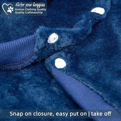 FabriCastle Dog Hoodie Sweater for Small Dogs Boy and Girl, Dog Clothes XS XXS Puppy Sweatshirt, Pet Outfit, Cat Clothing Super Soft Warm Snap On Closure (Navy, Small)