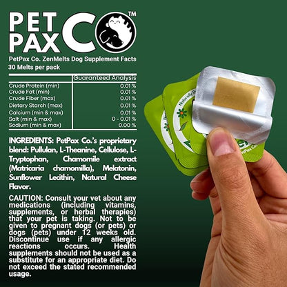 Calming Strips for Dogs 4-in-1 – 10 Strips – Relaxation Support with Chamomile, L-Theanine, Tryptophan & Melatonin for Dogs – Supports Calm During Fireworks, Storms & Travel – Pet Zen Formula