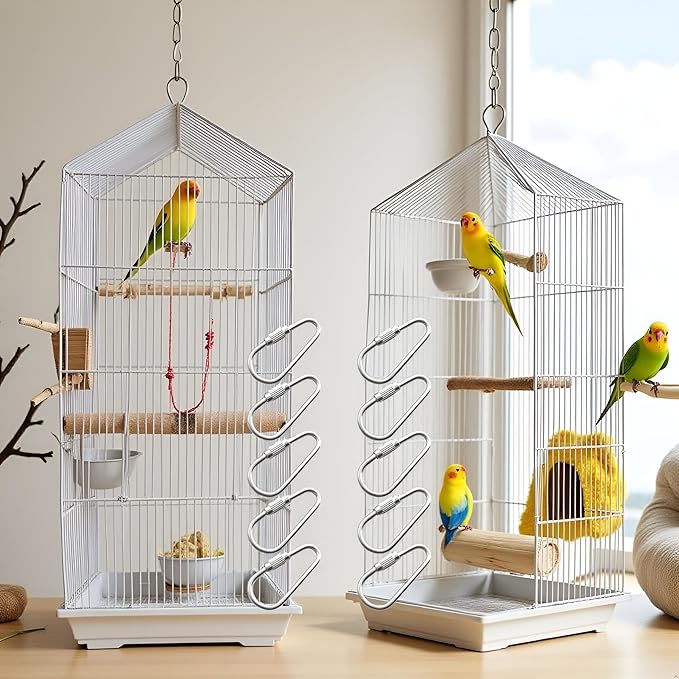 10 Pcs Silvery Parrot Toy Hook Stainless Steel Parts Heavy Duty Metal Hooks Suitable for Most Bird Or Small Animal Hanging Toys Parrot Bird Hooks Metal Stainless Steel Parts DIY Bulk Birds