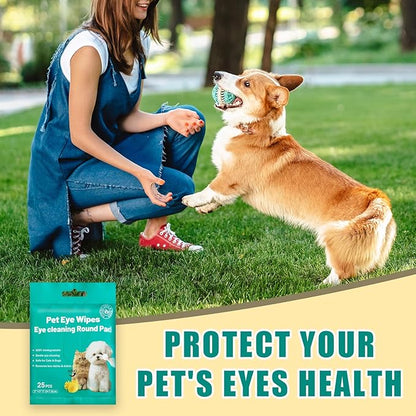 Eyes Wipes for Dogs & Cats Dog Cleaning Grooming Deodorizing Wipes Kit Wash Cleaner for Eyes Wrinkle Face Gently Remove Tear Stain Eye Debris 25pcs Unscented