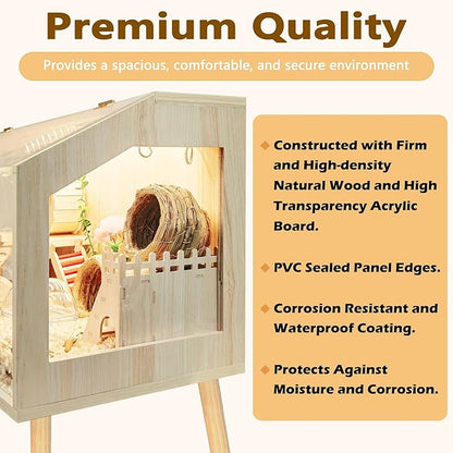 Prolee Hamster Cage with Legs, Guinea Pig Cages Chew Proof, Hamster House, Hamster Cages and Habitats with Lockable Design, 32" L x 16" W x 40" H