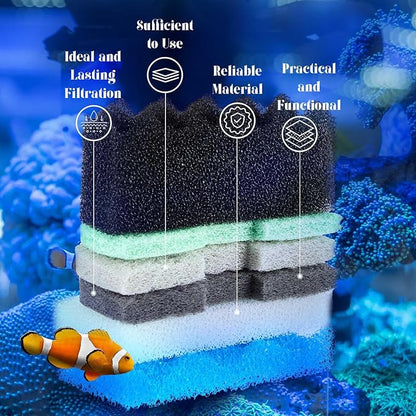52 Pcs Replacement Filter Media Kit Compatible with Fluval 106/107 Aquarium Filters Include Biological Foams Ammonia Remover Phosphate Pads Nitrite Remover, Towel and Grease