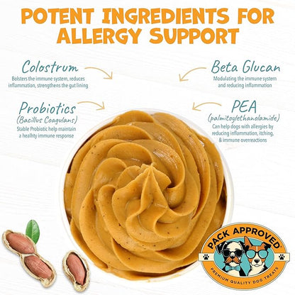 Dog Peanut Butter - Aids Dog Itching Skin Relief & Allergy Support with Colostrum - Contains Probiotics for Dogs Allergies and Itchy Skin - Allergy (239g)