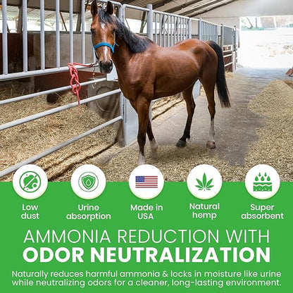 Hemp Animal Bedding 25 Lbs = 127 Liters of Natural Ground Hurds - Super Absorbent- DUST Free- for Your Horse, Chicken, Rabbit, Reptile, Hamster, Cage Coop or CAT Litter - USA Grown - Carbon Negative