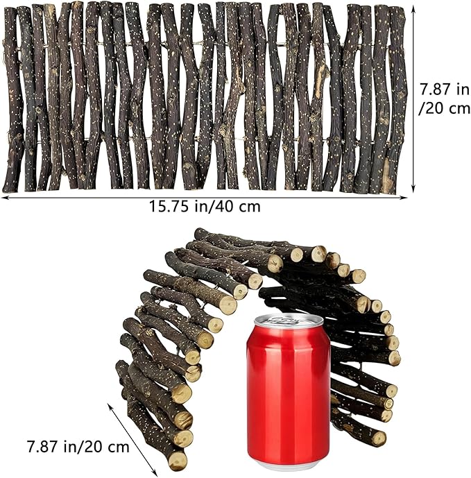 Hamiledyi 2pcs Large Reptile Hides Bearded Dragon Hide Bendable Climbing Bridge Wood Tunnel Tortoise Hut Lizard Hiding Cave for Snake Turtle Gecko Chameleon (15.8" x 7.9")