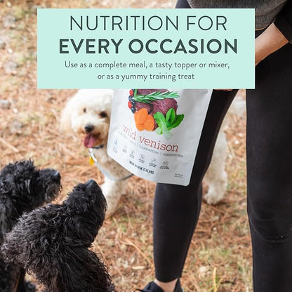 WOOF Wild Venison Freeze Dried Raw Dog Food, Mixer, or Topper, or Treat - High Protein, Natural, Limited Ingredient Recipe 9.9oz