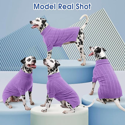 Queenmore Small Dog Sweaters for Small Dogs Girls Boys,Xmas Sweater Puppy,Turtleneck Knitted Sweater for Dog Cat,Cold Weather Pullover for Doggie Male Female,Soft Pet Sweater Pet Apparel(Purple,S)