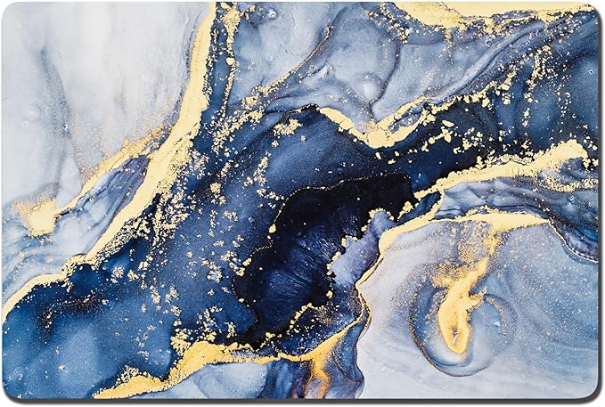 Rnivvi Dog Food Mat, 16" x 24" Marble Absorbent Dog Cat Bowl Mat for Food and Water, Cute Anti-Slip Rubber Pet Feeding Rug Protect Floors, Puppy Placemat for Feeding & Watering Supplies, Grey