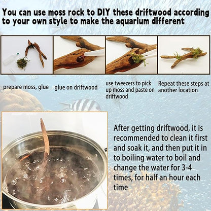 Hamiledyi 5PCS Aquarium Driftwood,3.5-7in Natural Coral Wood,Fish Tank Driftwood Assorted Branches Reptile Tank Decor Aquarium Decoration